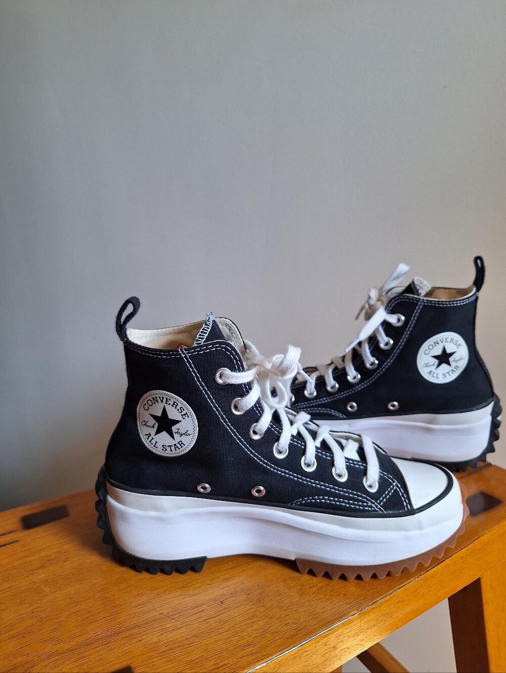 Converse Run Star Hike Platform Canvas Women's Black And White Size 7 - Picture 6 of 10